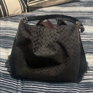 Coach Black and Dark Brown Shoulder Bag